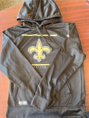 NFL Black and Gold Zip-Up Hoodie with Fleur-de-Lis Chest Logo